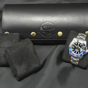 Premium Leather Three Watch Roll by Coastal Timepieces