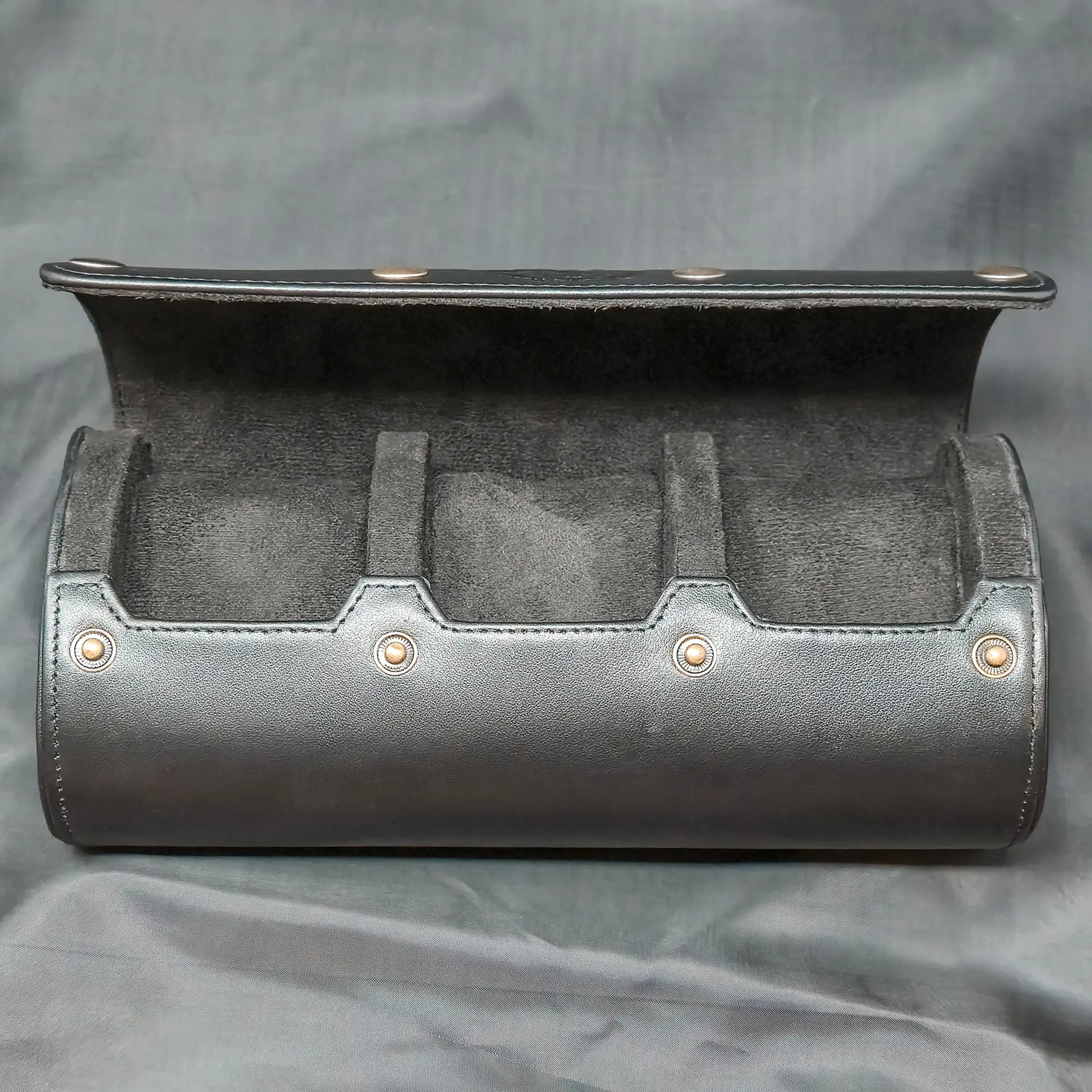 Premium Leather Three Watch Roll by Coastal Timepieces