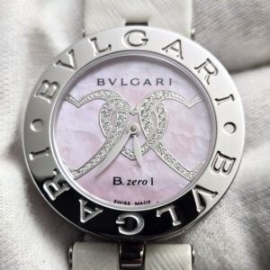 Bvlgari B.zero1 Pink MOP dial 30mm White Leather Strap Ref: BZ30S