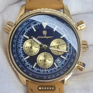 NEW Poedagar Luxury 42mm Boutique Blue Dial - Gold Tone Case - Watch Full Set