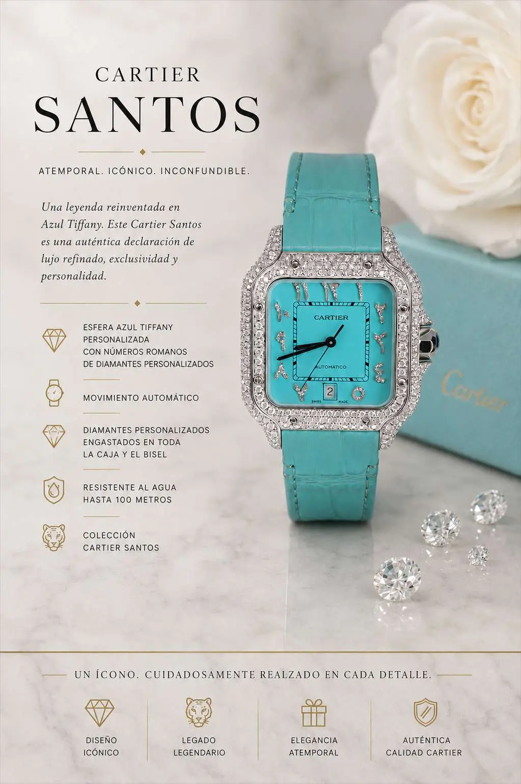Cartier Santos Tiffany Blue Reloj